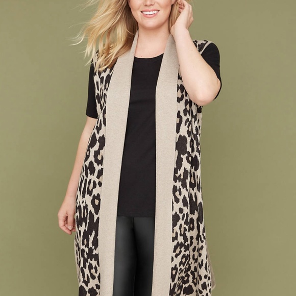 Lane Bryant Leopard Jaquard Sweater vest duster - Picture 3 of 3
